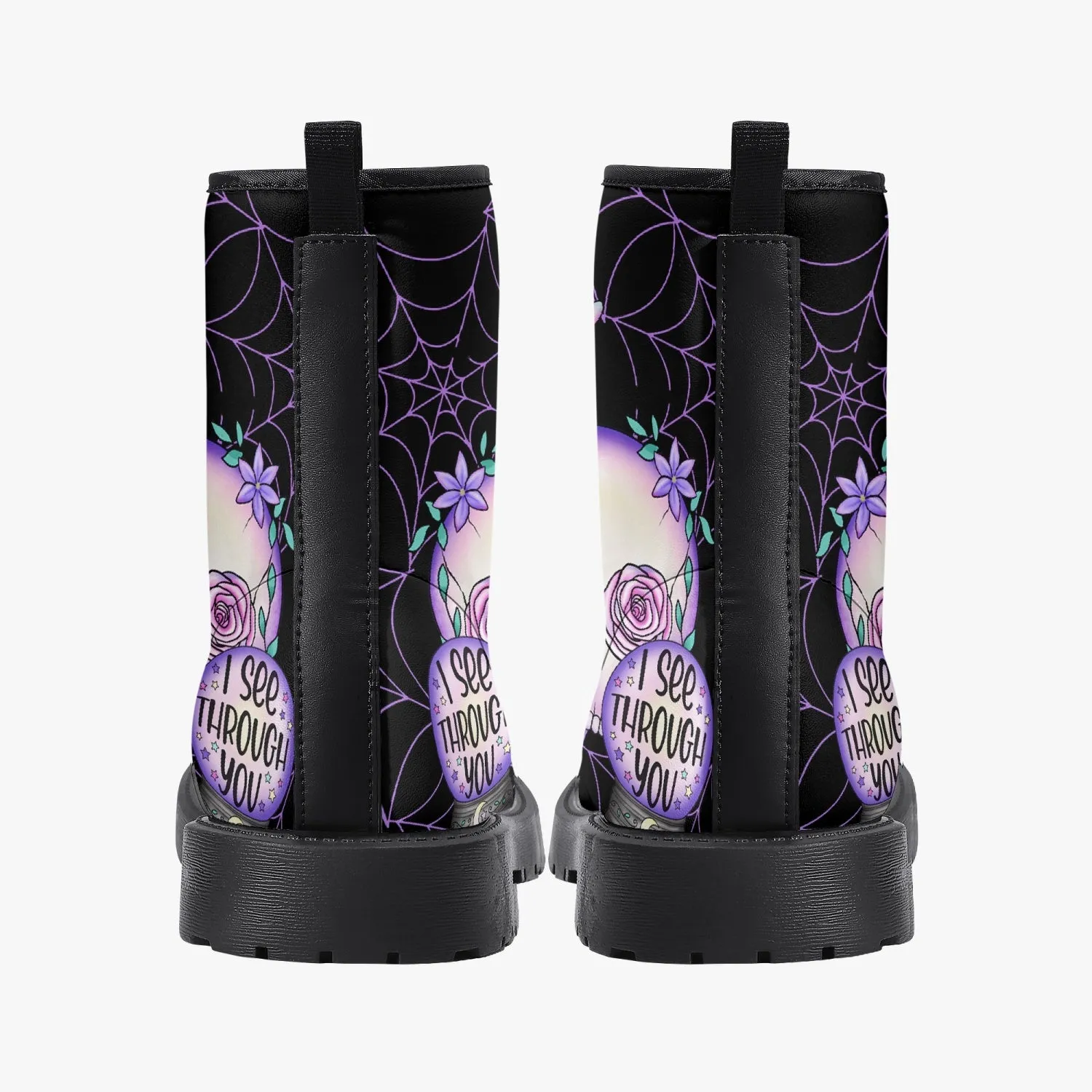 Pastel Goth kawaii Spiderweb Skull Boots (JPPASGOT4)