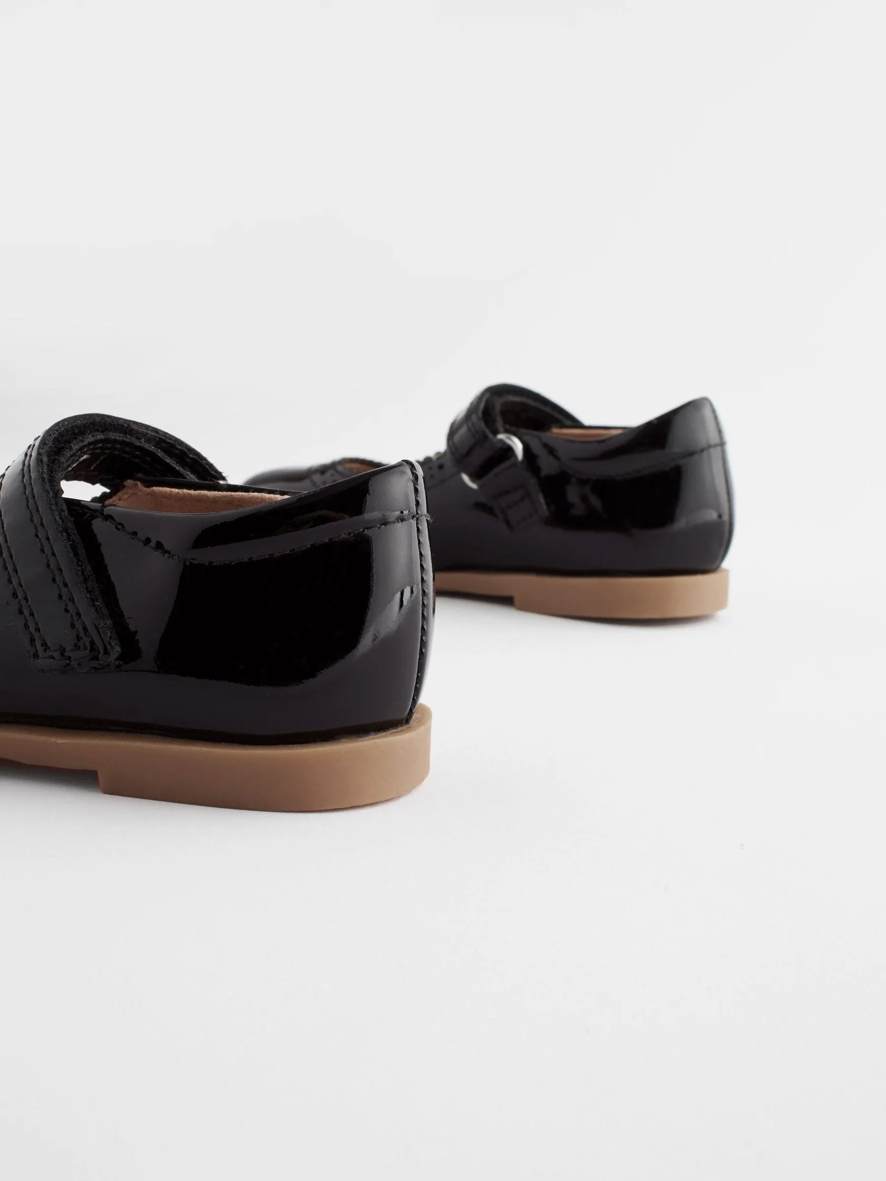 Patent Black Leather Leather Mary Jane Touch fastening Brogues