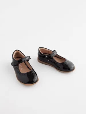 Patent Black Leather Leather Mary Jane Touch fastening Brogues