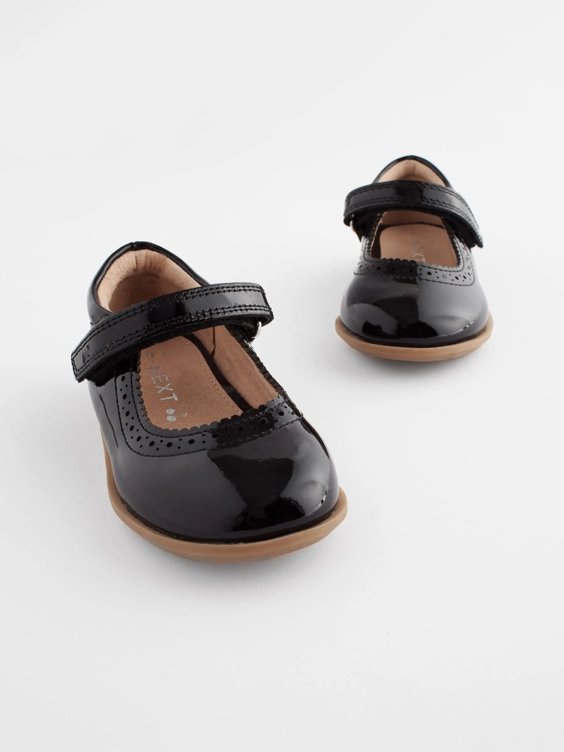 Patent Black Leather Leather Mary Jane Touch fastening Brogues