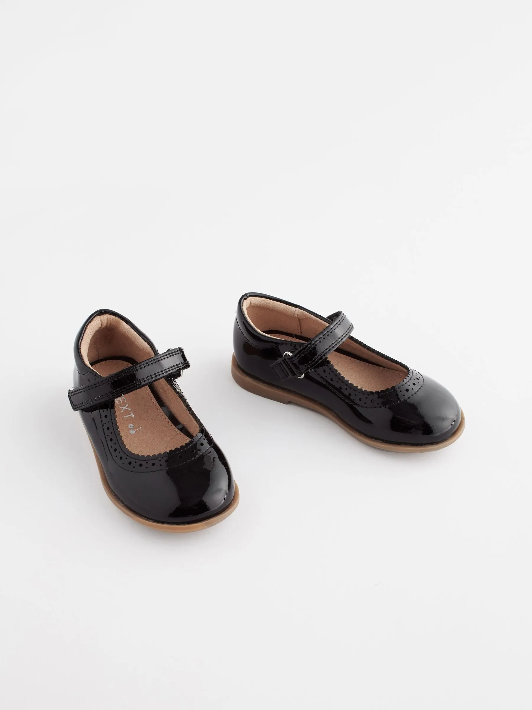 Patent Black Leather Leather Mary Jane Touch fastening Brogues