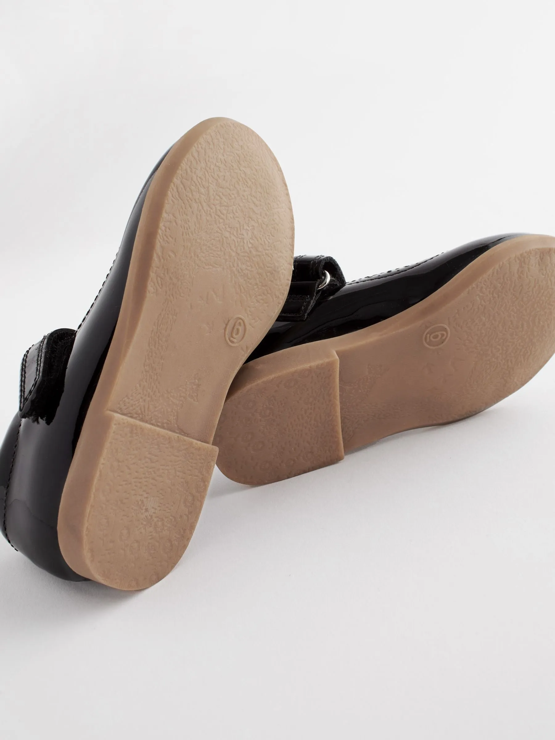 Patent Black Leather Leather Mary Jane Touch fastening Brogues