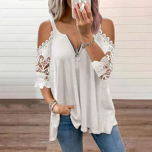 Plain lace top with v-neck - perfect for all occasions