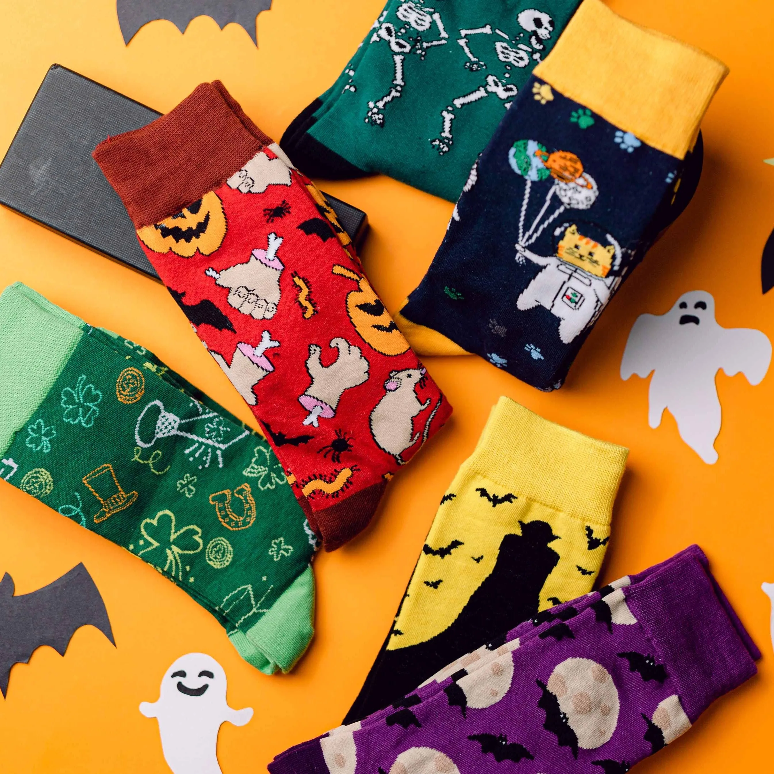 Pumpkin Series Printed Crew Length Socks