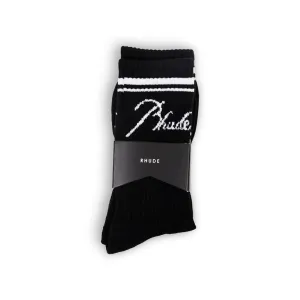 RHUDE SCRIPT LOGO SOCK BLACK/WHITE