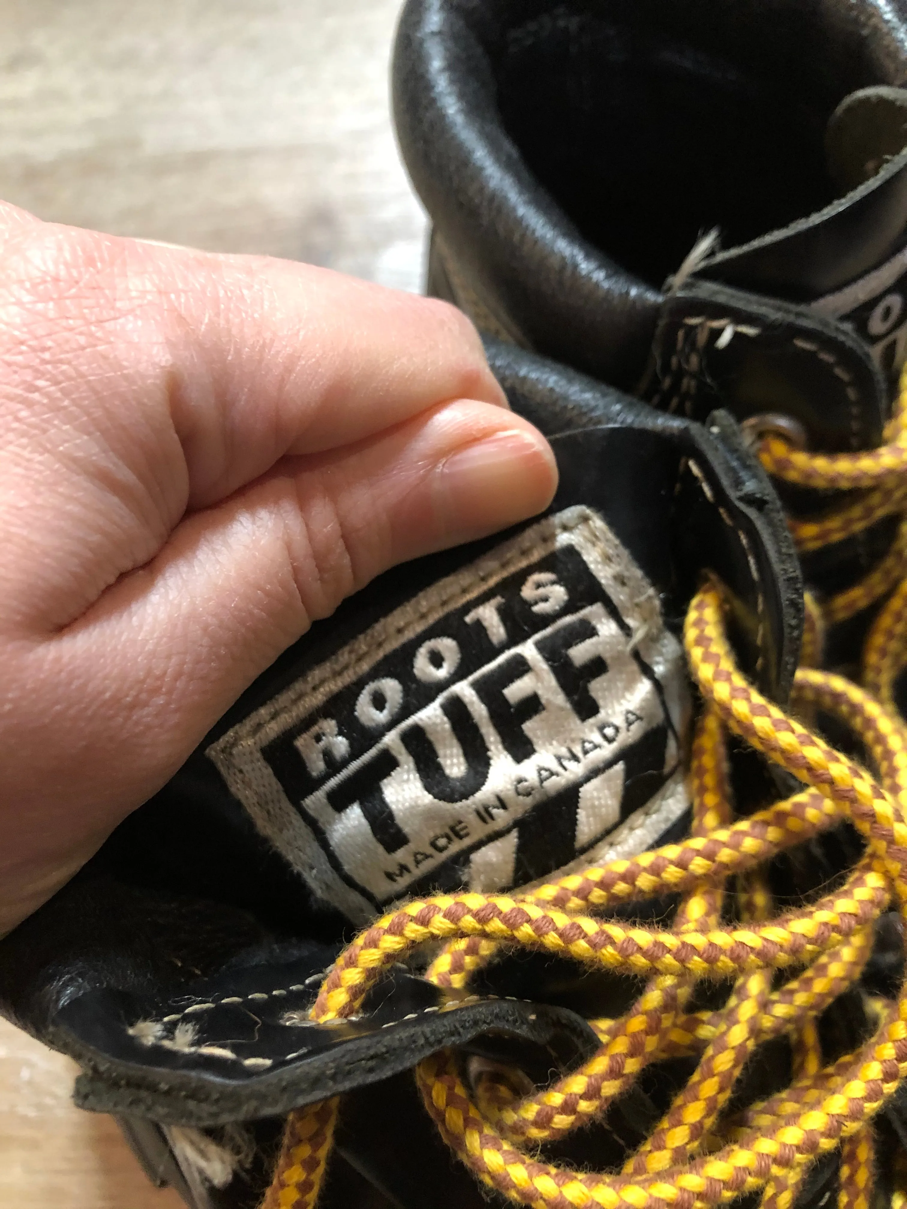 Roots Tuff Black Smooth Leather Hiking Boots, Made in Canada, SOLD