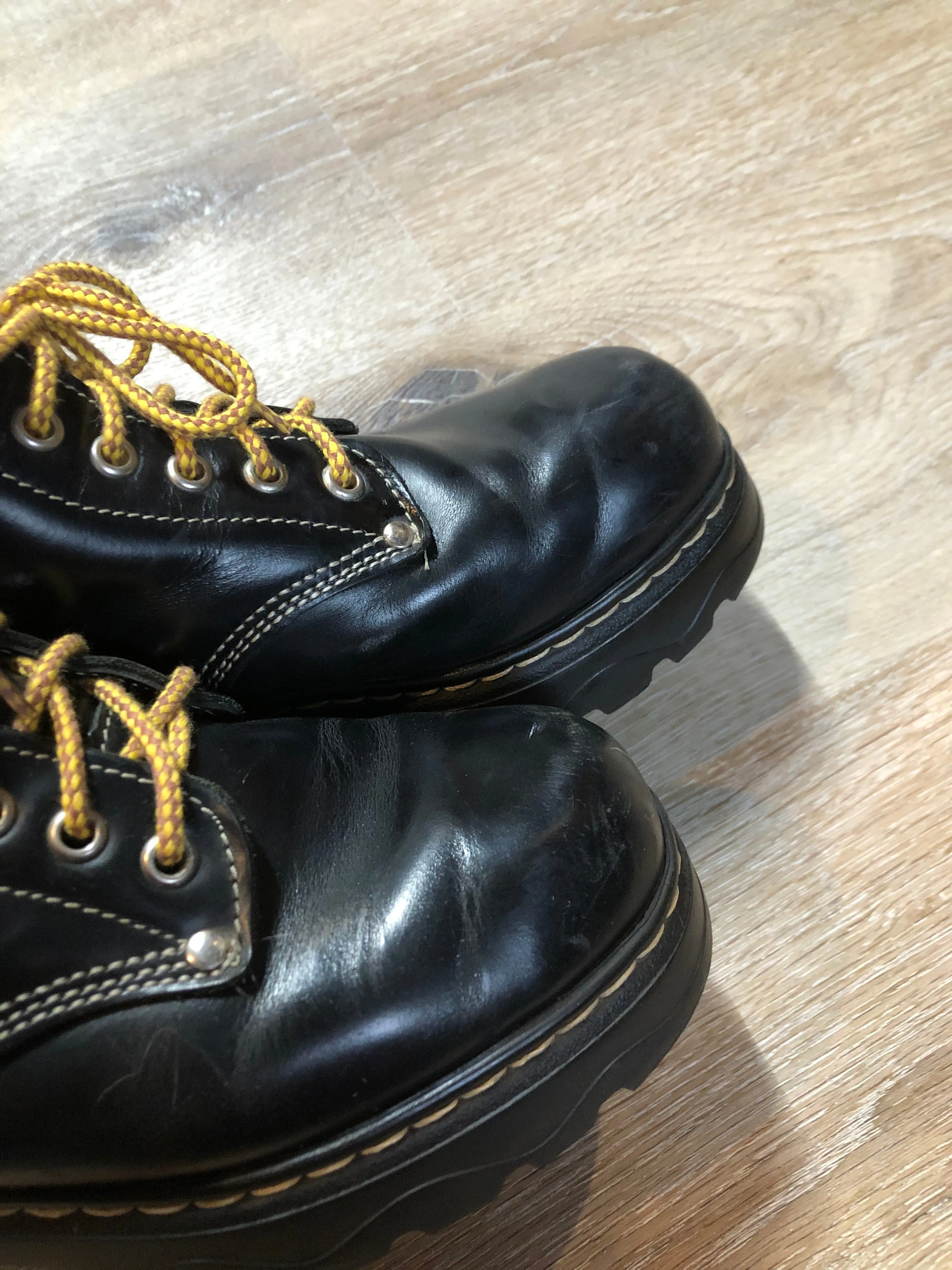 Roots Tuff Black Smooth Leather Hiking Boots, Made in Canada, SOLD