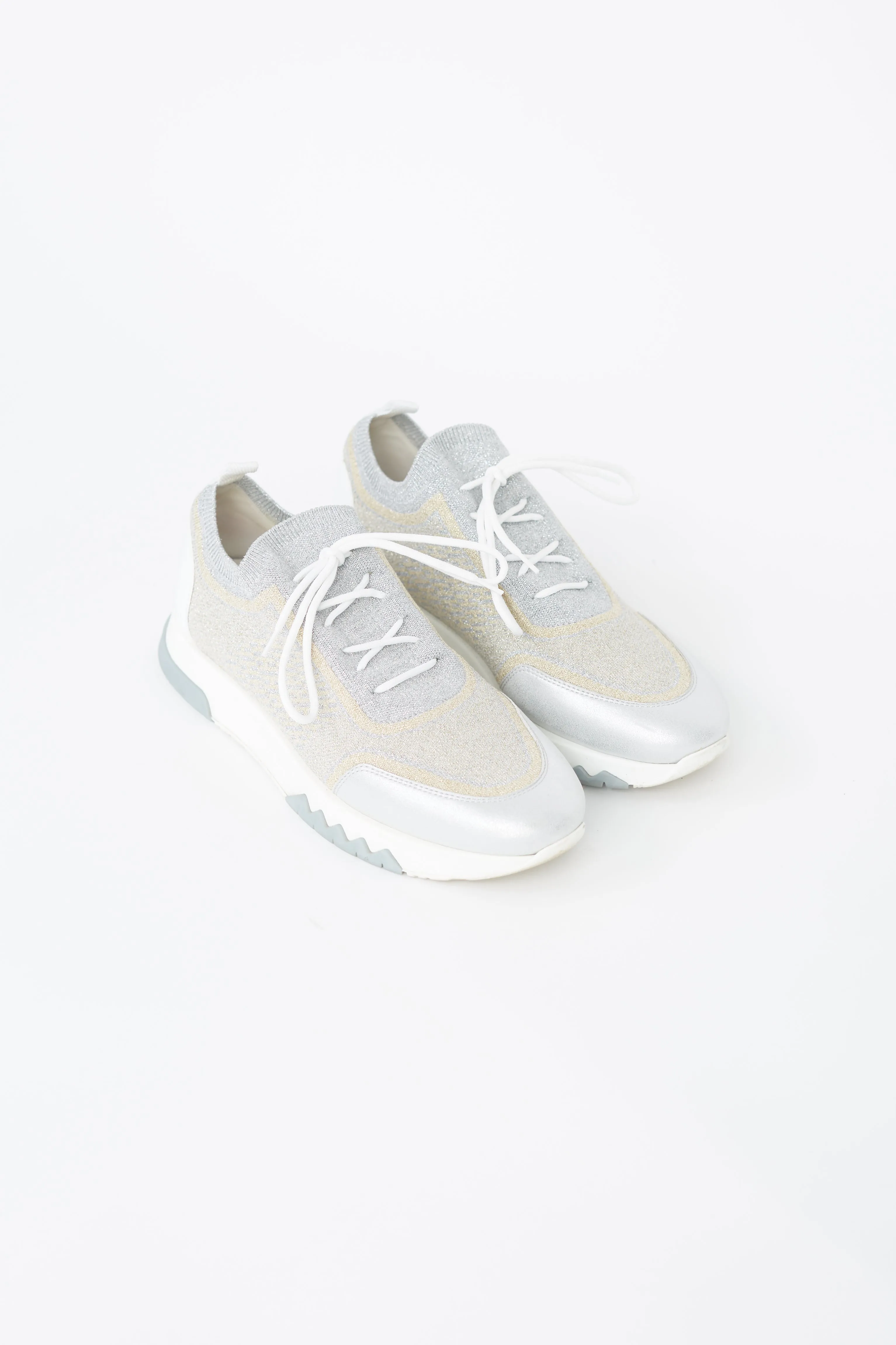 Silver & Gold Sparkle Addict Knit Sneaker