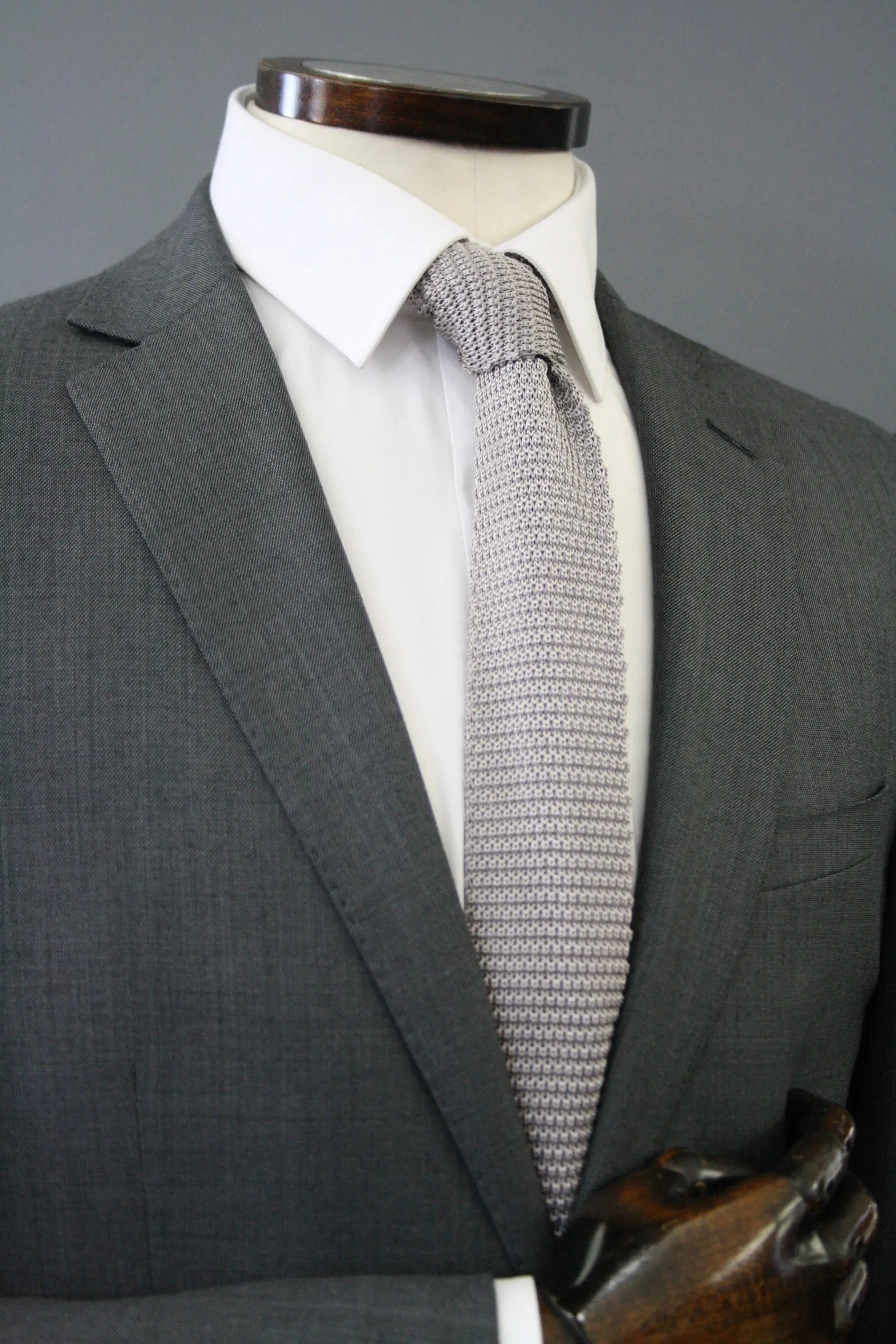 Silver Knitted Silk Tie
