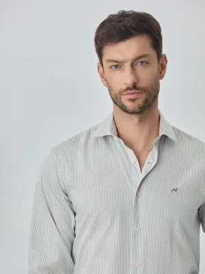 Slim fit sof satin striped shirt