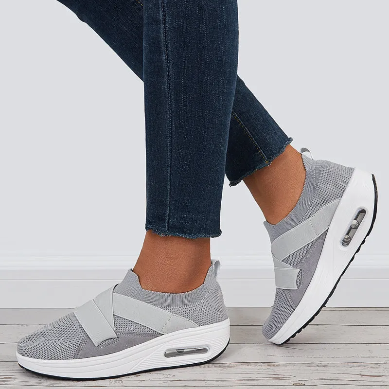 Sohiwoo  sneaker Air Cushion Slip on Walking Shoes Platform Loafers Wedge Sneakers