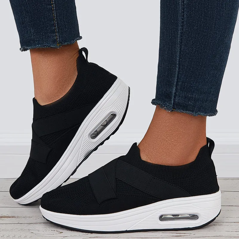 Sohiwoo  sneaker Air Cushion Slip on Walking Shoes Platform Loafers Wedge Sneakers