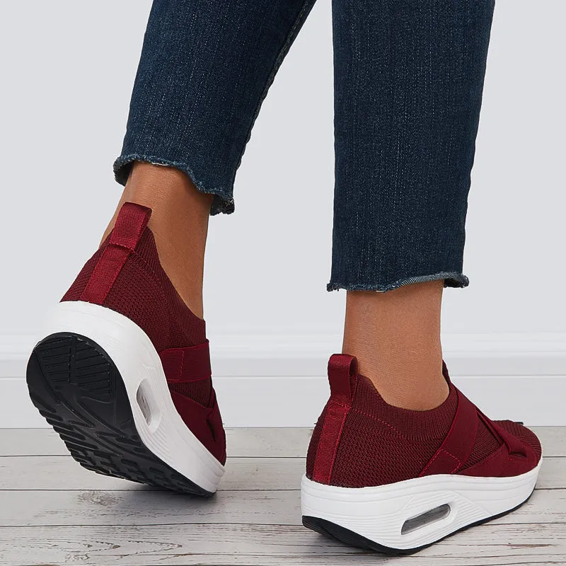 Sohiwoo  sneaker Air Cushion Slip on Walking Shoes Platform Loafers Wedge Sneakers