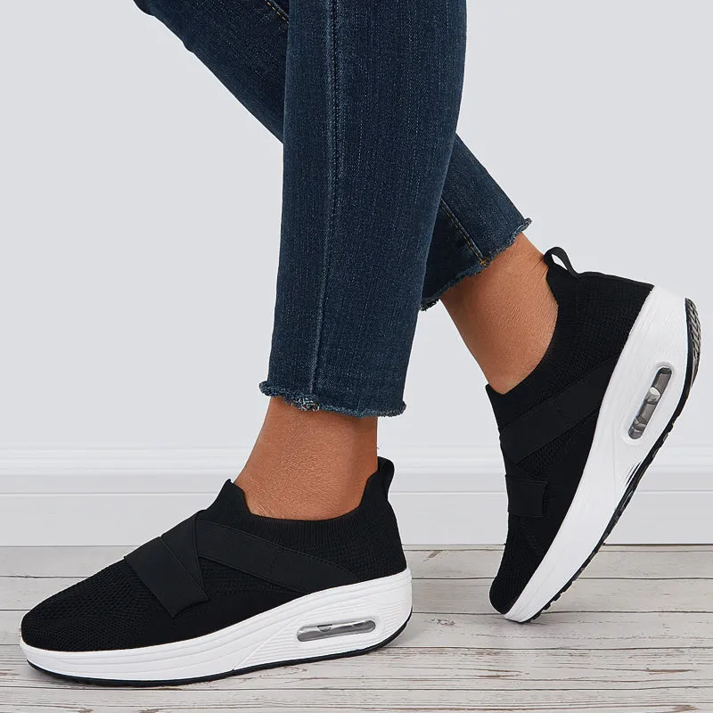 Sohiwoo  sneaker Air Cushion Slip on Walking Shoes Platform Loafers Wedge Sneakers