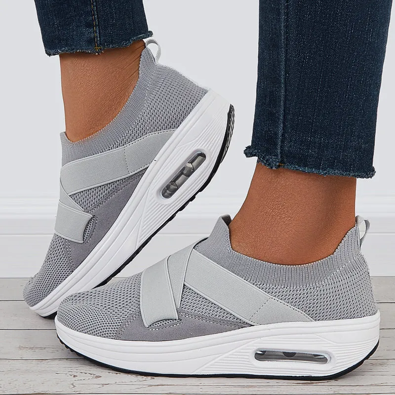 Sohiwoo  sneaker Air Cushion Slip on Walking Shoes Platform Loafers Wedge Sneakers