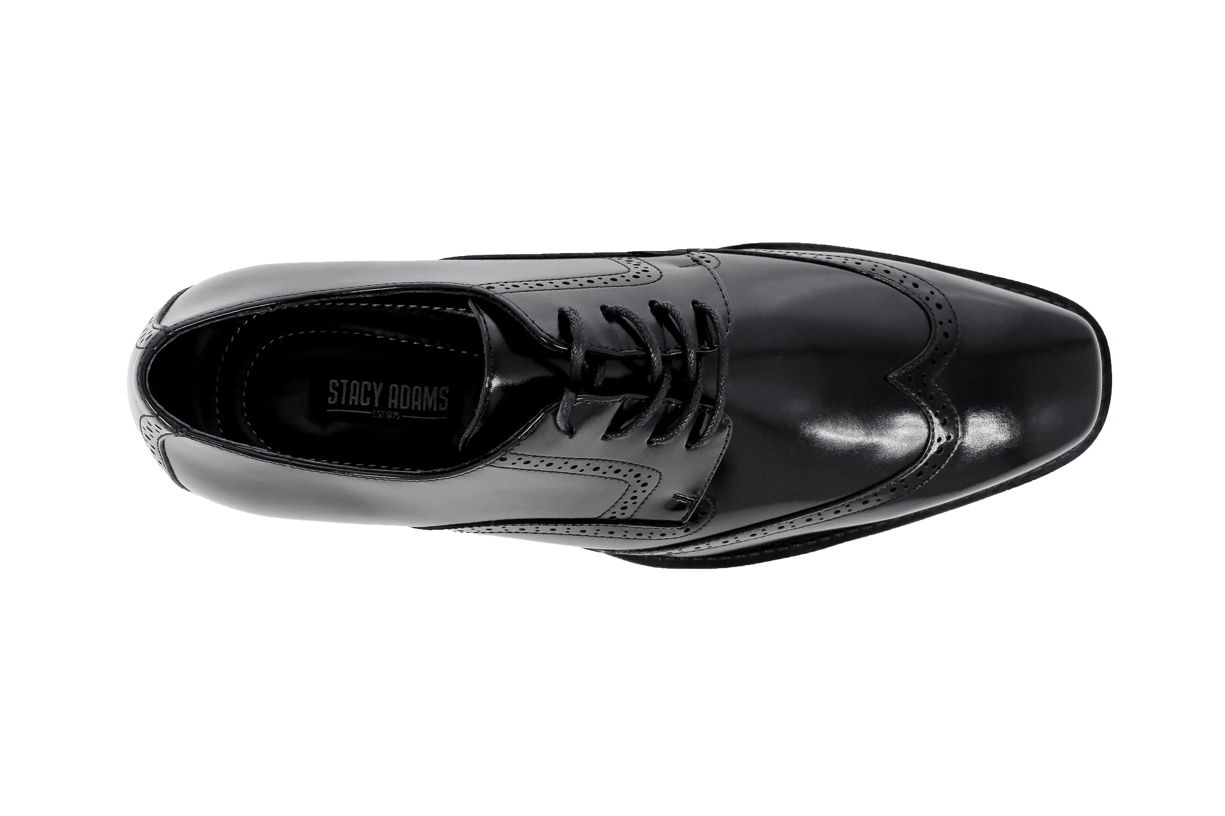 Stacy Adams Onyx Black Wide-Fit Adler Wingtip Oxford Shoes