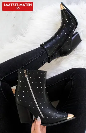 Studs Boots Metallic Zwart