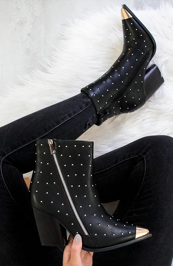 Studs Boots Metallic Zwart