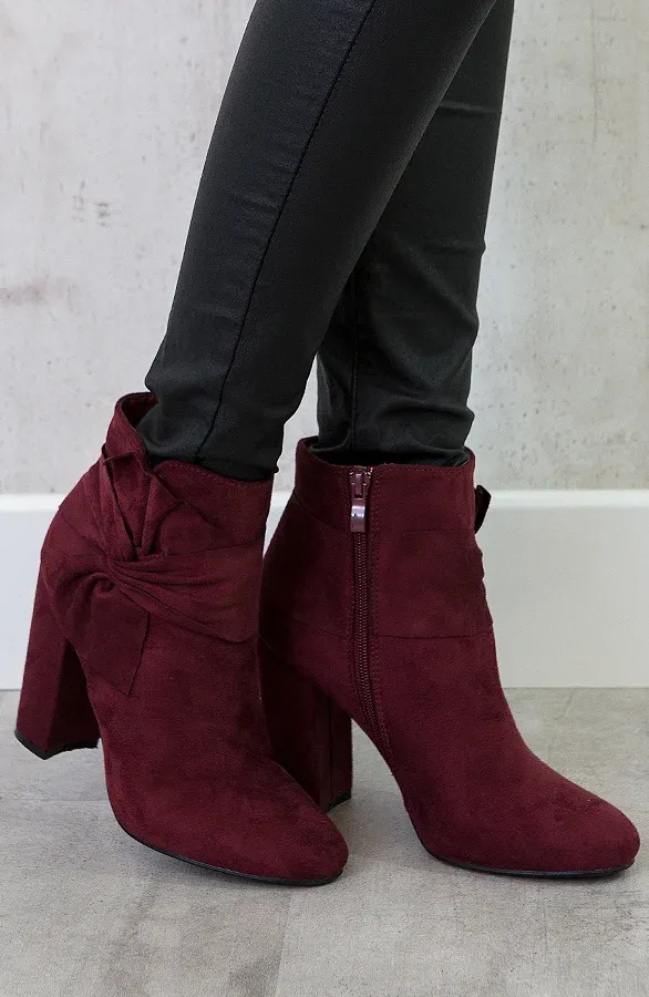 Suede Strik Boots Bordeaux