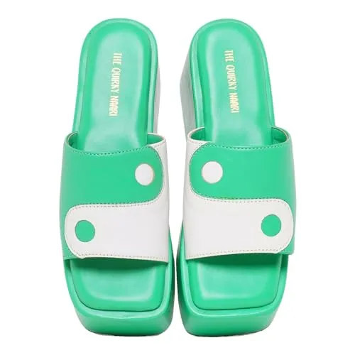 THE QUIRKY NAARI Yin Yang Platforms in Vibrant Jade Green Color