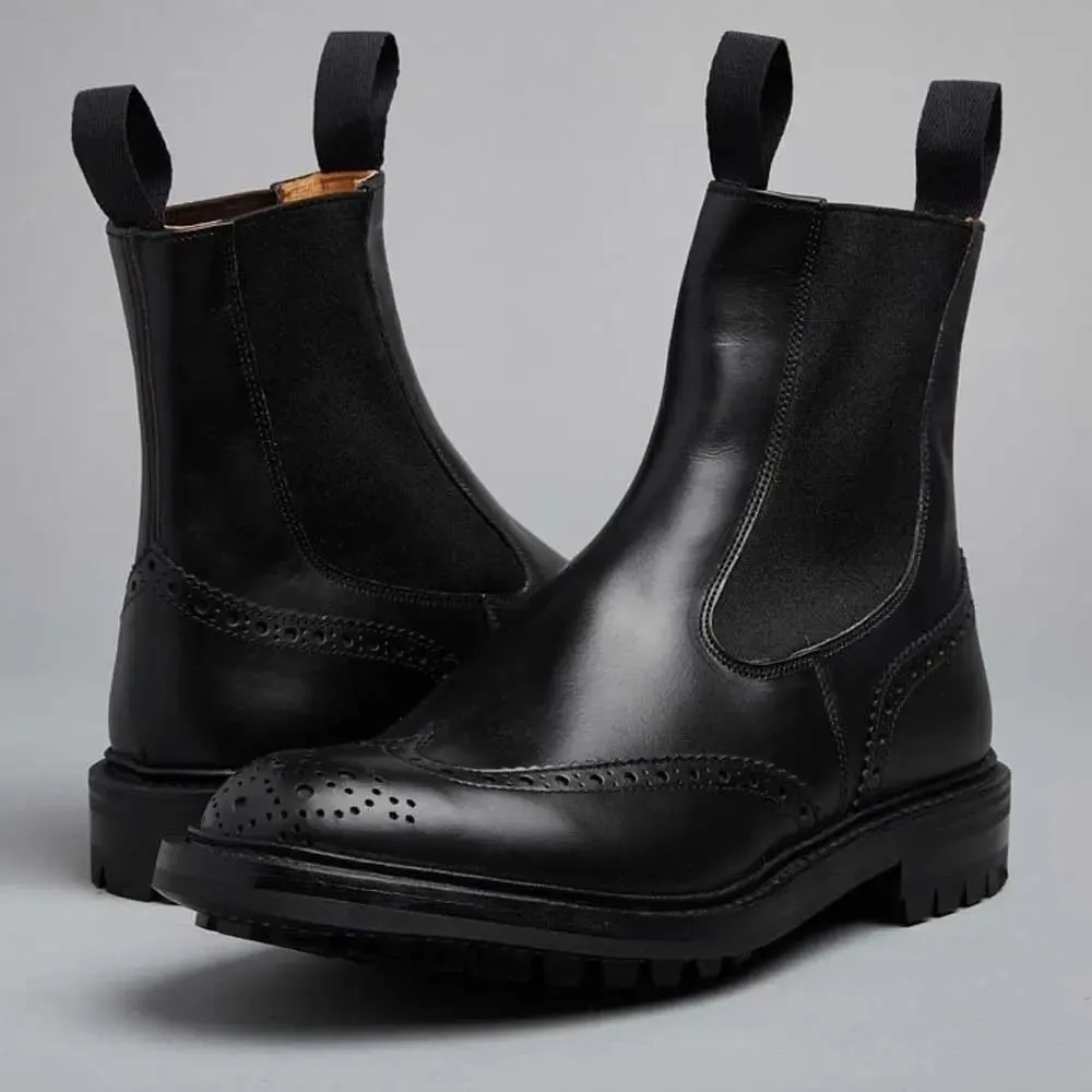 TRICKER'S Henry Boots - Mens Commando Sole - Black Calf