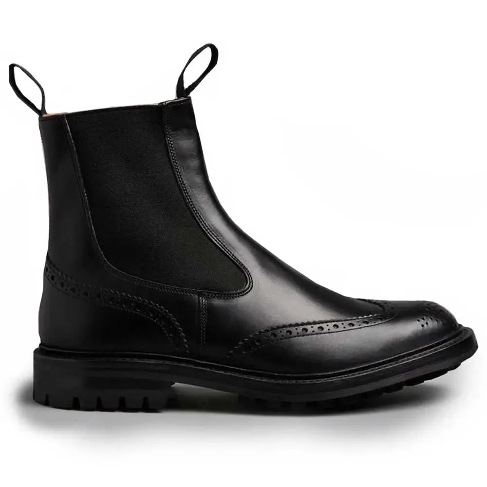 TRICKER'S Henry Boots - Mens Commando Sole - Black Calf