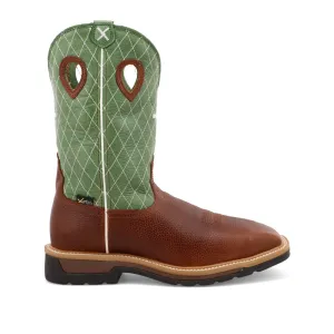 'Twisted X' Men's 12" Lite Int. Met Guard EH Steel Toe - Brown / Green
