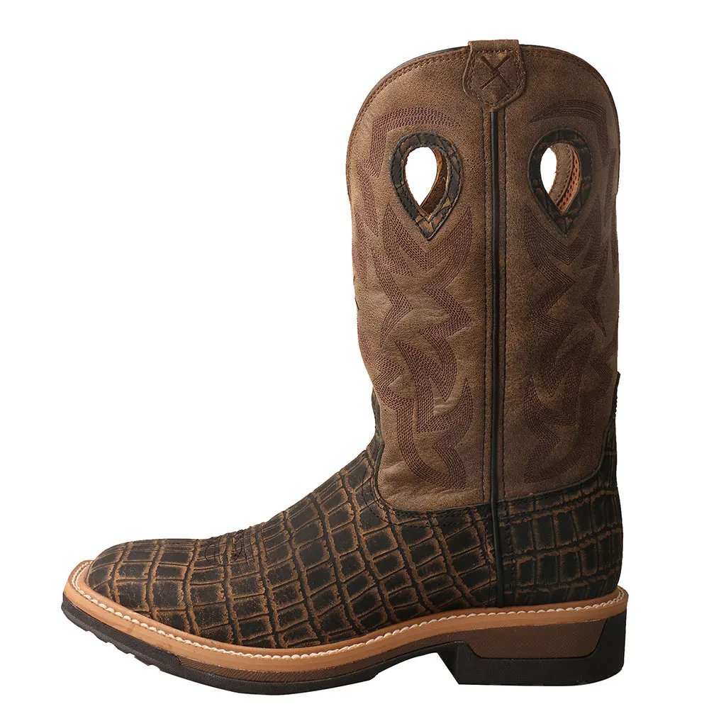 'Twisted X' Men's Lite Cowboy Western Square Toe - Cayman Print / Bomber