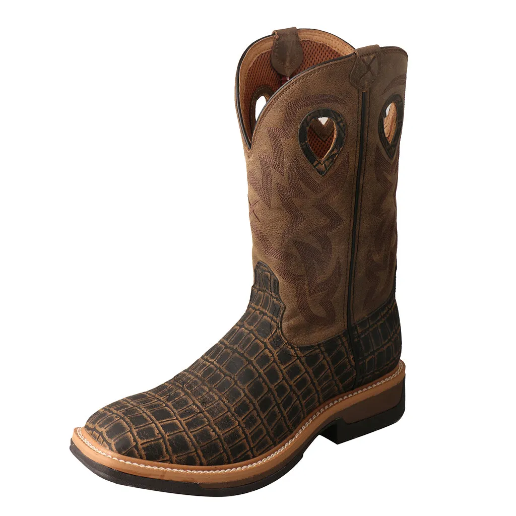 'Twisted X' Men's Lite Cowboy Western Square Toe - Cayman Print / Bomber