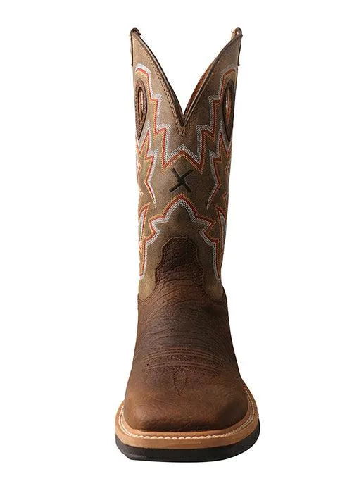Twisted X Men's Lite Weight Taupe & Bomber Brown Square Toe Work Boots MLCW022