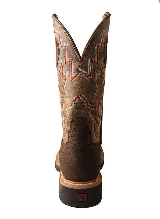 Twisted X Men's Lite Weight Taupe & Bomber Brown Square Toe Work Boots MLCW022