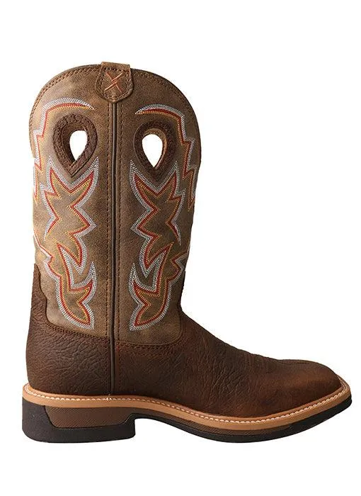 Twisted X Men's Lite Weight Taupe & Bomber Brown Square Toe Work Boots MLCW022