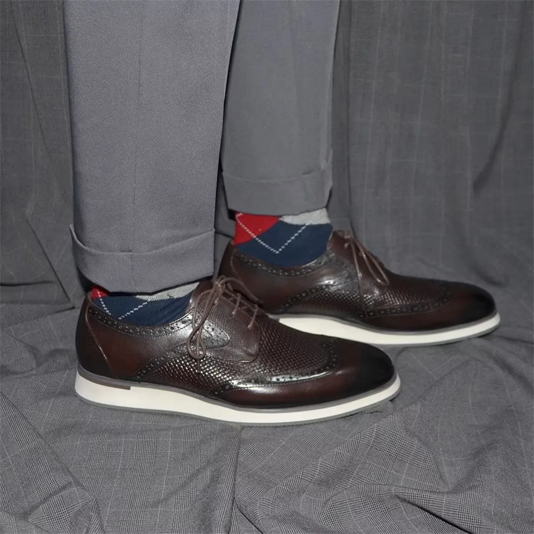 Veltique Croc-Textured Lace Brogues