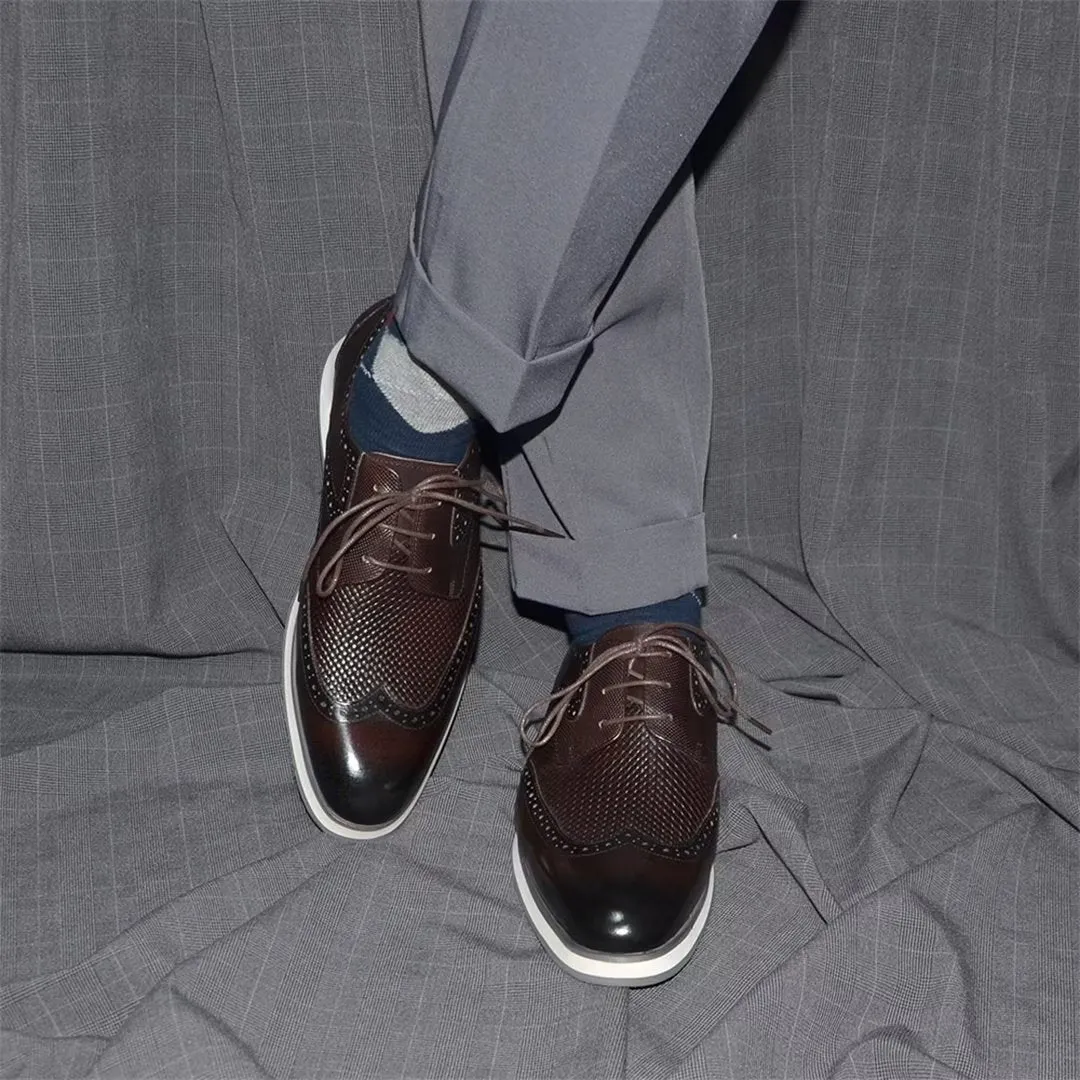Veltique Croc-Textured Lace Brogues