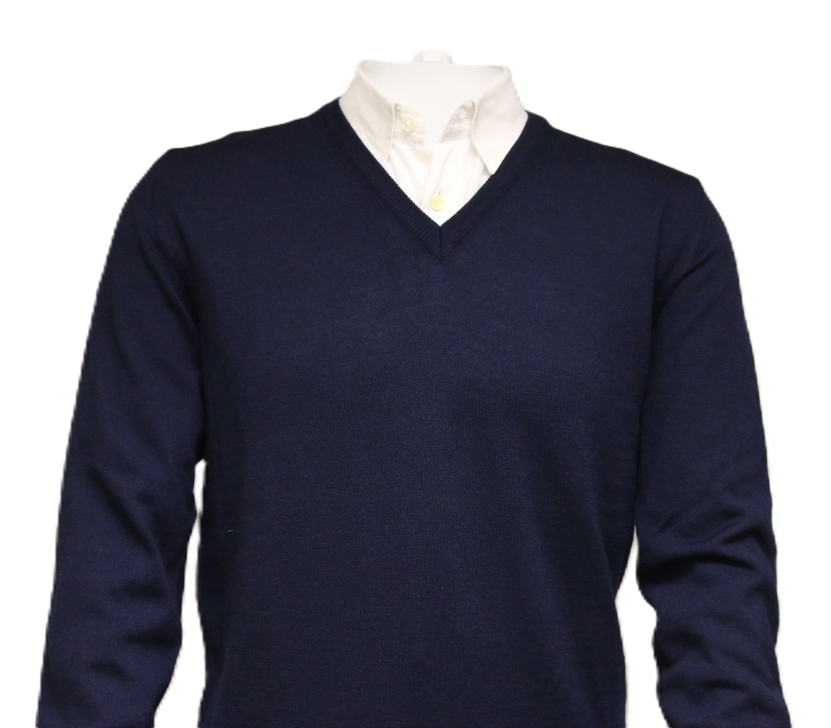 Williams Wilson Navy Pure Wool Suede VNeck Sweater