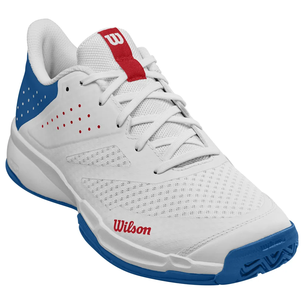 Wilson Kaos Stroke 2.0 All Surface Tennis Shoe (Mens) - White/Deja Vu Blue/Wilson Red