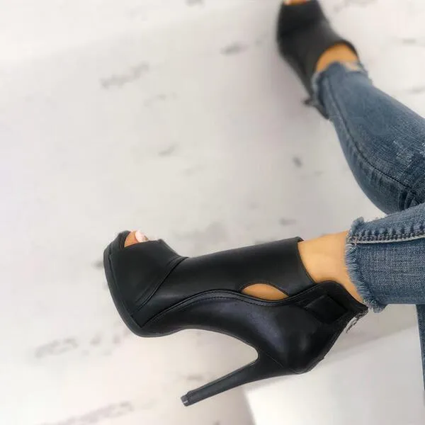 Women summer peep toe platform stiletto heel high boots