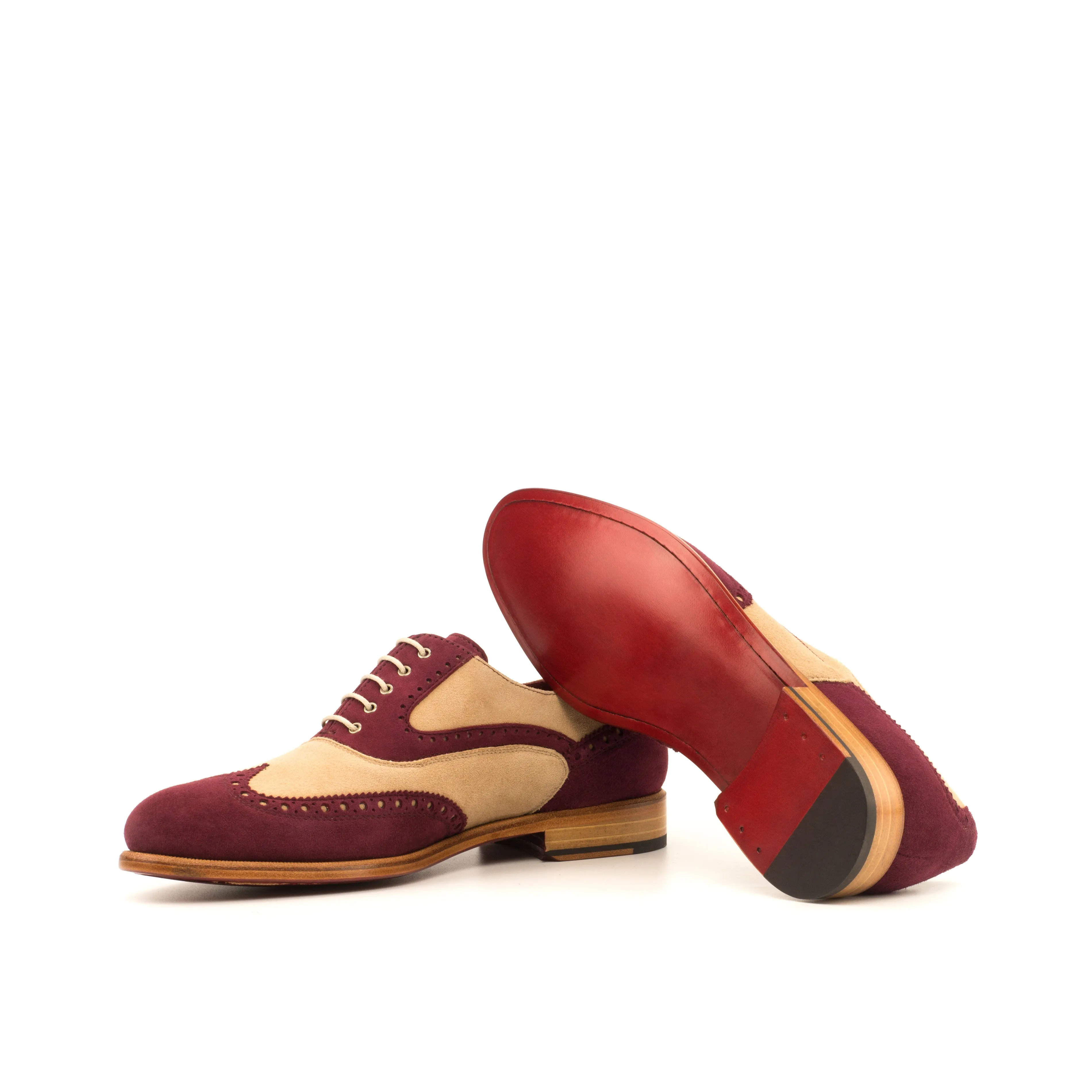 Women's Suede Brogues in Strawberry and Custard Colourway