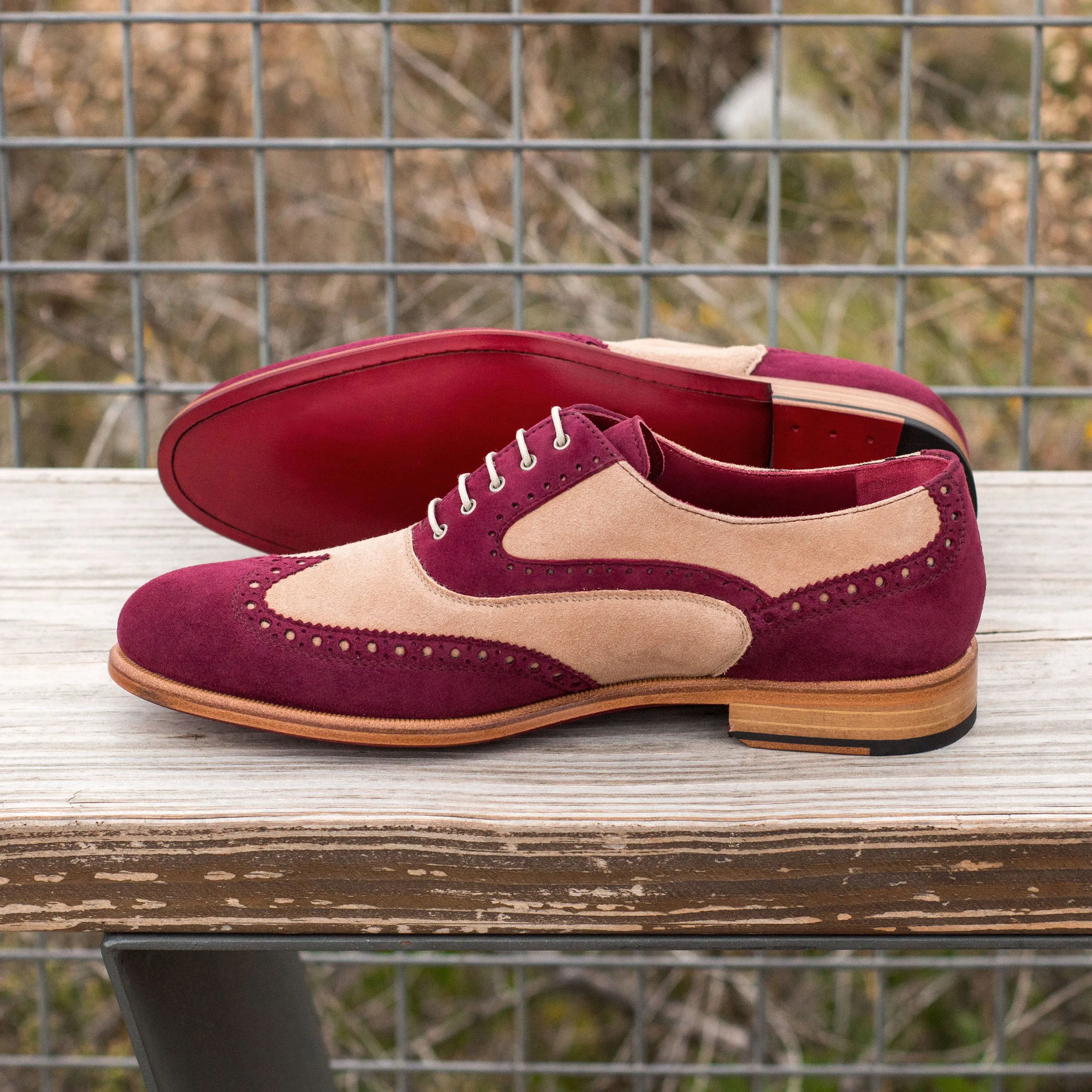 Women's Suede Brogues in Strawberry and Custard Colourway